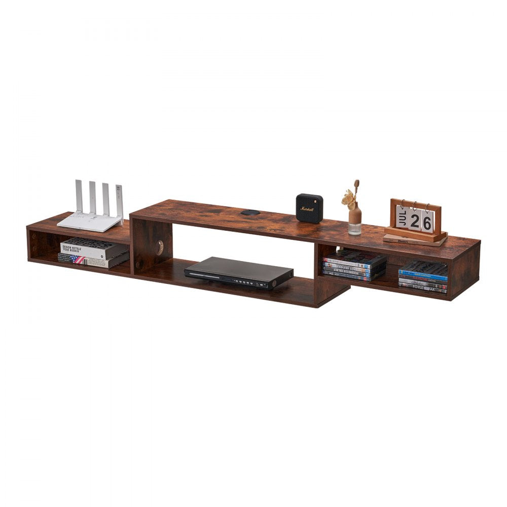 VEVOR Floating TV Stand, 70" Wall Mount Entertainment Center with Power Outlet & Cable Hole, Modern Floating TV Shelf with Storage Cabinet for DVD Player, Cable Box, Game Console, TV Accessory, Wood