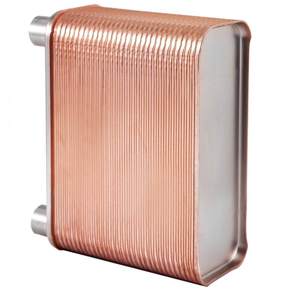 VEVOR Heat Exchanger 3\"x7.5\" 60 Plates Brazed Plate Heat Exchanger 316L 1/2\" BSP FPT Heat Exchanger EATB12 Beer Wort Chiller for Hydronic Heating