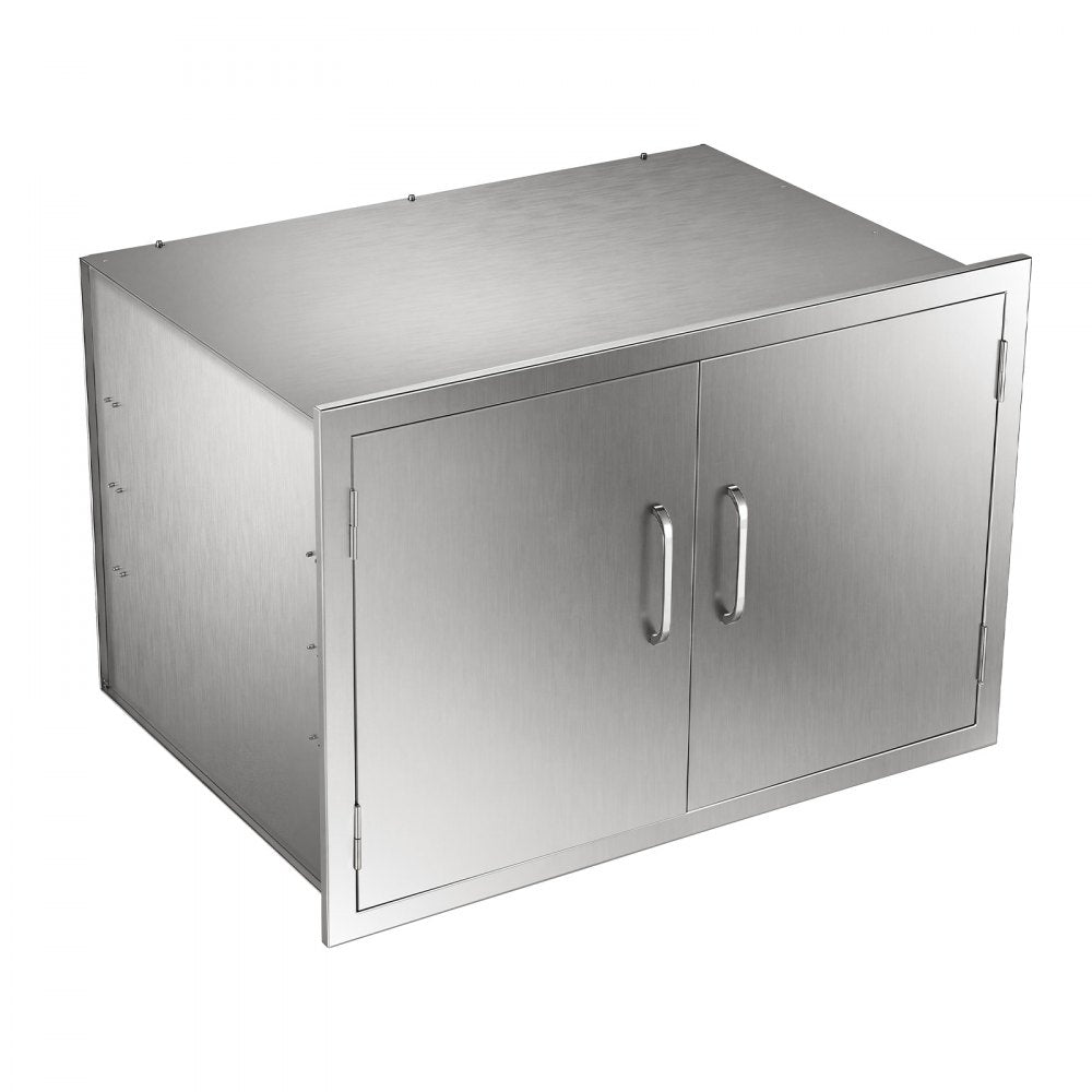 VEVOR Outdoor Kitchen Cabinet, 30"W x 20"H x 20"D, 3-Tier Storage Shelves, for BBQ Island Storage, Patio Bars and Grill Station, with Handle, Built-In BBQ Island Drawers Organize Cookware Accessories