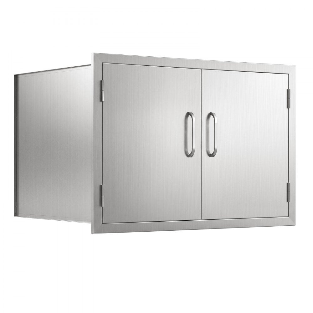 VEVOR Outdoor Kitchen Cabinet, 30"W x 20"H x 20"D, 3-Tier Storage Shelves, for BBQ Island Storage, Patio Bars and Grill Station, with Handle, Built-In BBQ Island Drawers Organize Cookware Accessories