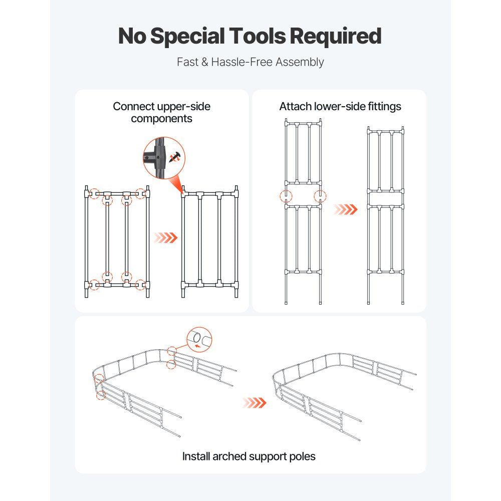 VEVOR Garden Arbor, 94.5 (H) x 98.5 (W) x 15.8 (D) in Metal Archway, Sturdy Outdoor Trellis Arch with Stakes, Easy to Assemble, Pergola Arbor for Plant Climbing Yard Lawn Wedding Party Decoration