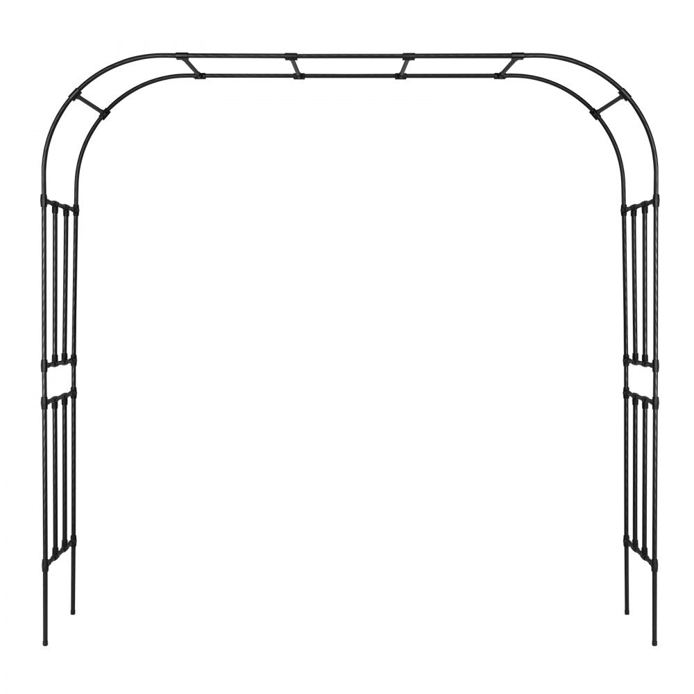 VEVOR Garden Arbor, 94.5 (H) x 98.5 (W) x 15.8 (D) in Metal Archway, Sturdy Outdoor Trellis Arch with Stakes, Easy to Assemble, Pergola Arbor for Plant Climbing Yard Lawn Wedding Party Decoration