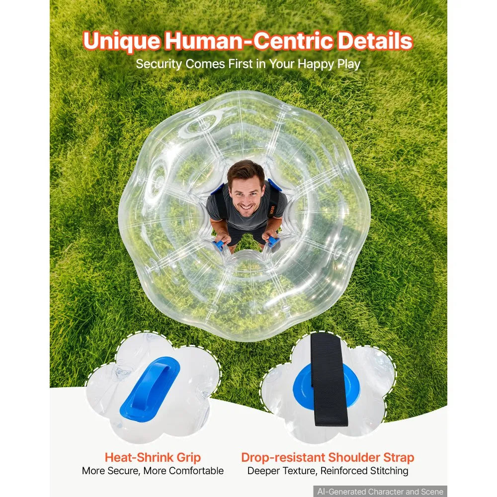 VEVOR 2-Pack Inflatable Bumper Balls 5FT Human Bubble for Adult Transparent, for Backyard, Camping, Picnic, Park, Lawn, and Outdoor Team Gameplay, Thickened PVC Material, Sumo Hamster Ball with Handle