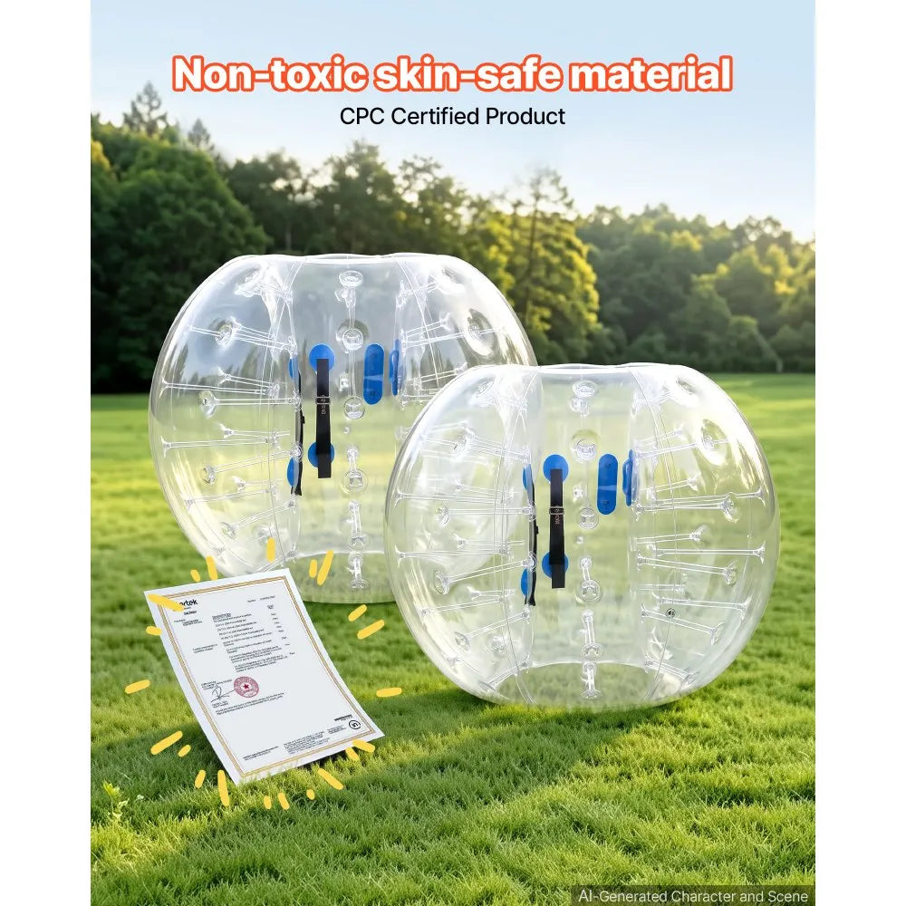 VEVOR 2-Pack Inflatable Bumper Balls 5FT Human Bubble for Adult Transparent, for Backyard, Camping, Picnic, Park, Lawn, and Outdoor Team Gameplay, Thickened PVC Material, Sumo Hamster Ball with Handle