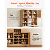 VEVOR Wine Cabinet, Coffee Bar Cabinet with 9 Wine Bottle Racks, Modern Buffet Sideboard with Glass Holder, LED Light, Charging Station, for Home Kitchen, Living Room, Dining Room, Natural Wood Finish