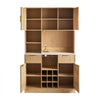 VEVOR Wine Cabinet, Coffee Bar Cabinet with 9 Wine Bottle Racks, Modern Buffet Sideboard with Glass Holder, LED Light, Charging Station, for Home Kitchen, Living Room, Dining Room, Natural Wood Finish