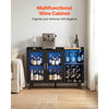 VEVOR Wine Cabinet, Coffee Bar Cabinet with 9 Wine Bottle Racks, Modern Buffet Sideboard with Glass Holder, Adjustable LED Brightness, for Home Kitchen, Living Room, Dining Room, Black Wood Grain