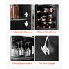 VEVOR Wine Cabinet, Coffee Bar Cabinet with 9 Wine Bottle Racks, Modern Buffet Sideboard with Glass Holder, Adjustable LED Brightness, for Home Kitchen, Living Room, Dining Room, Black Wood Grain