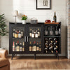 VEVOR Wine Cabinet, Coffee Bar Cabinet with 9 Wine Bottle Racks, Modern Buffet Sideboard with Glass Holder, Adjustable LED Brightness, for Home Kitchen, Living Room, Dining Room, Black Wood Grain