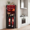 VEVOR Corner Wine Cabinet, Bar Cabinet with Ample Storage, Modern Buffet Sideboard with Glass Holder, Adjustable LED Brightness, Anti-Tip Strap, for Home Kitchen, Living Room, Dining Room, Black Wood