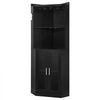 VEVOR Corner Wine Cabinet, Bar Cabinet with Ample Storage, Modern Buffet Sideboard with Glass Holder, Adjustable LED Brightness, Anti-Tip Strap, for Home Kitchen, Living Room, Dining Room, Black Wood