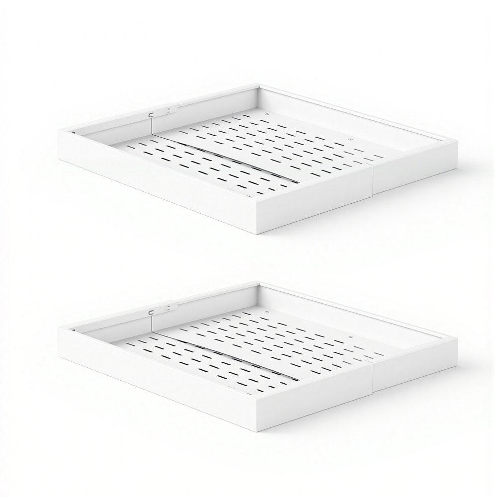 VEVOR Pull Out Cabinet Organizer, 2 Pack Expandable Width (12.2"-18.9"), 20.47" Deep Pull Out Drawers for Cabinets, Sliding Drawer for Kitchen Pantry Cabinet Organizer with Nano Adhesive Strips, White