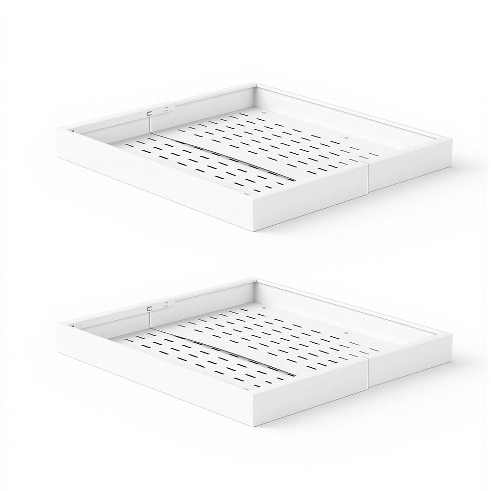 VEVOR Pull Out Cabinet Organizer, 2 Pack Expandable Width (12.2"-18.9"), 20.47" Deep Pull Out Drawers for Cabinets, Sliding Drawer for Kitchen Pantry Cabinet Organizer with Nano Adhesive Strips, White
