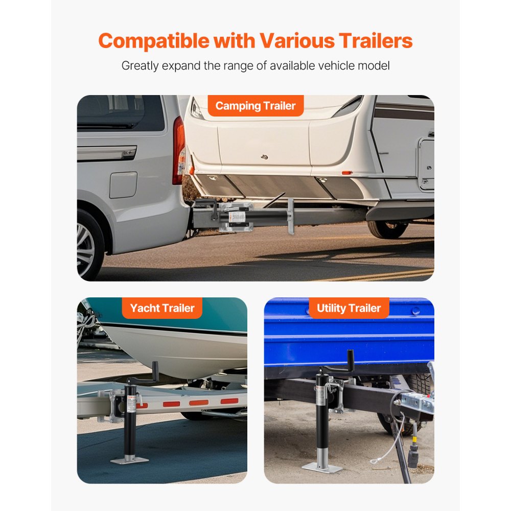 VEVOR Trailer Jack, 2000 lbs Dynamic Load Capacity, Heavy Duty Swivel Bolt-on Trailer Jack, 10" Lift Trailer Jack Stand with Handle for RV Trailer, Horse Trailer, Utility Trailer, and Yacht Trailer