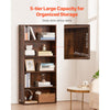 VEVOR 5 Tiers Narrow Bookshelf, 53 in Wooden Open Bookcase with Height-Adjustable Shelf, Freestanding Tall Display Storage Floor Bookcase Bookshelf for Library, Bedroom, Living Room, Office, Brown