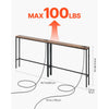 VEVOR Narrow Console Table, 2 Pack Behind Couch Table with Power Outlets, 1-Tier Long Entryway Table, Narrow Sofa Table with Metal Frame and Charge Station, for Entryway, Hallway, Living Room