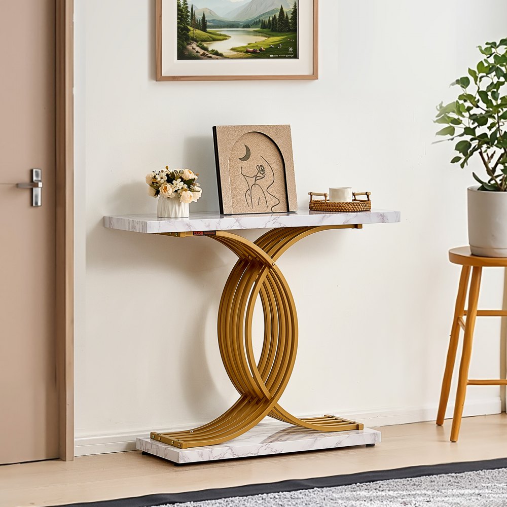 VEVOR Narrow Console Sofa Table, 39.4 inches Behind Couch Table, 1-Tier Long Entryway Table and Skinny Hallway Table, Narrow Sofa Table with Metal Frame, for Entryway, Hallway, Living Room & Bedroom
