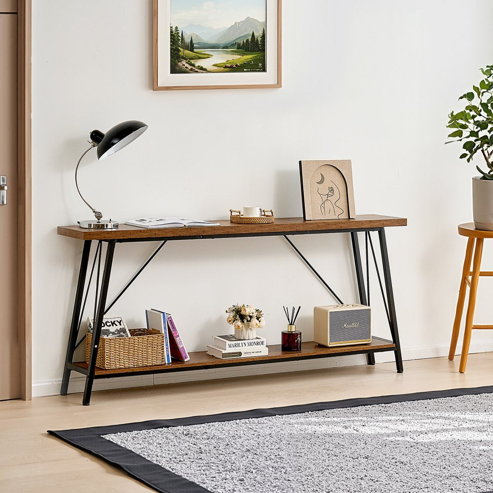 VEVOR Narrow Console Sofa Table, 70.9 inches Behind Couch Table, 2-Tier Long Entryway Table and Skinny Hallway Table, Narrow Sofa Table with Metal Frame, for Entryway, Hallway, Living Room & Bedroom