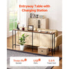VEVOR Narrow Console Table, 70.9" Behind Couch Table with Power Outlets, 1-Tier Long Entryway Table, Narrow Sofa Table with Metal Frame and Charge Station, for Entryway, Hallway, Living Room