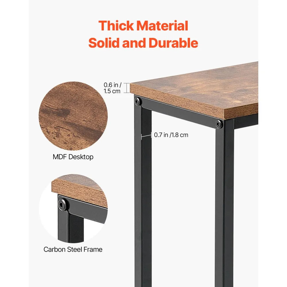 VEVOR Narrow Console Table, 70.9" Behind Couch Table with Power Outlets, 1-Tier Long Entryway Table, Narrow Sofa Table with Metal Frame and Charge Station, for Entryway, Hallway, Living Room