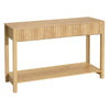VEVOR 47 in Console Table, Farmhouse Desk Behind the Couch with Drawers and Bottom Storage Shelf, Wooden Rectangle Entrance Narrow Sofa Table for Hallway, Bedroom, Living Room, Foyer, Burlywood