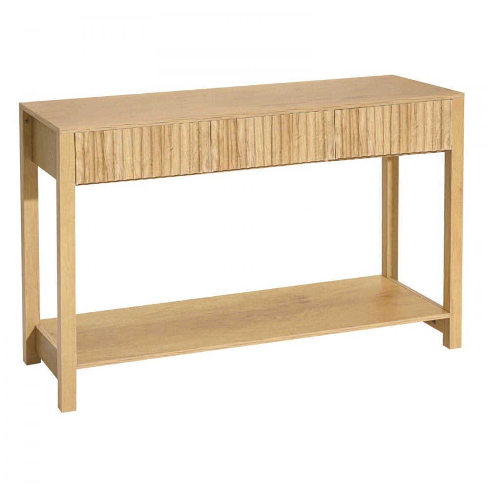 VEVOR 47 in Console Table, Farmhouse Desk Behind the Couch with Drawers and Bottom Storage Shelf, Wooden Rectangle Entrance Narrow Sofa Table for Hallway, Bedroom, Living Room, Foyer, Burlywood