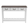 VEVOR 47 in Console Table, Farmhouse Desk Behind the Couch with Drawers and Bottom Storage Shelf, Wooden Rectangle Entrance Narrow Sofa Table for Hallway, Bedroom, Living Room, Foyer, Brown + White