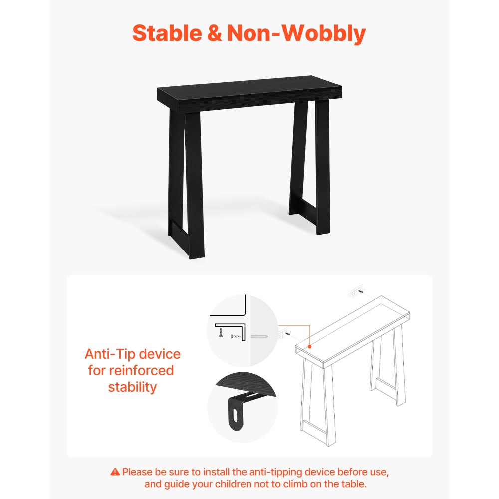 VEVOR 36 in Console Table, Modern Desk Behind the Couch, Wooden Rectangle Entrance Desk, Narrow Long Sofa Table Accent Stand, Ideal for Hallway, Bedroom, Living Room, Foyer, Easy Assembly, Black