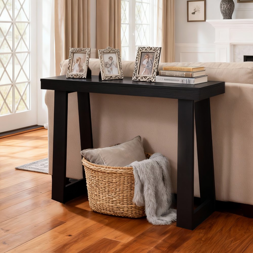 VEVOR 36 in Console Table, Modern Desk Behind the Couch, Wooden Rectangle Entrance Desk, Narrow Long Sofa Table Accent Stand, Ideal for Hallway, Bedroom, Living Room, Foyer, Easy Assembly, Black
