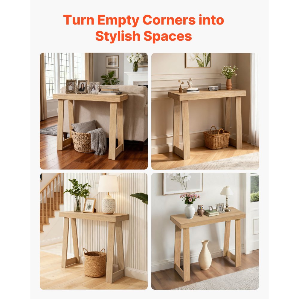 VEVOR 36 in Console Table, Modern Desk Behind the Couch, Wooden Rectangle Entrance Desk, Narrow Long Sofa Table Accent Stand, Ideal for Hallway, Bedroom, Living Room, Foyer, Easy Assembly, Burlywood