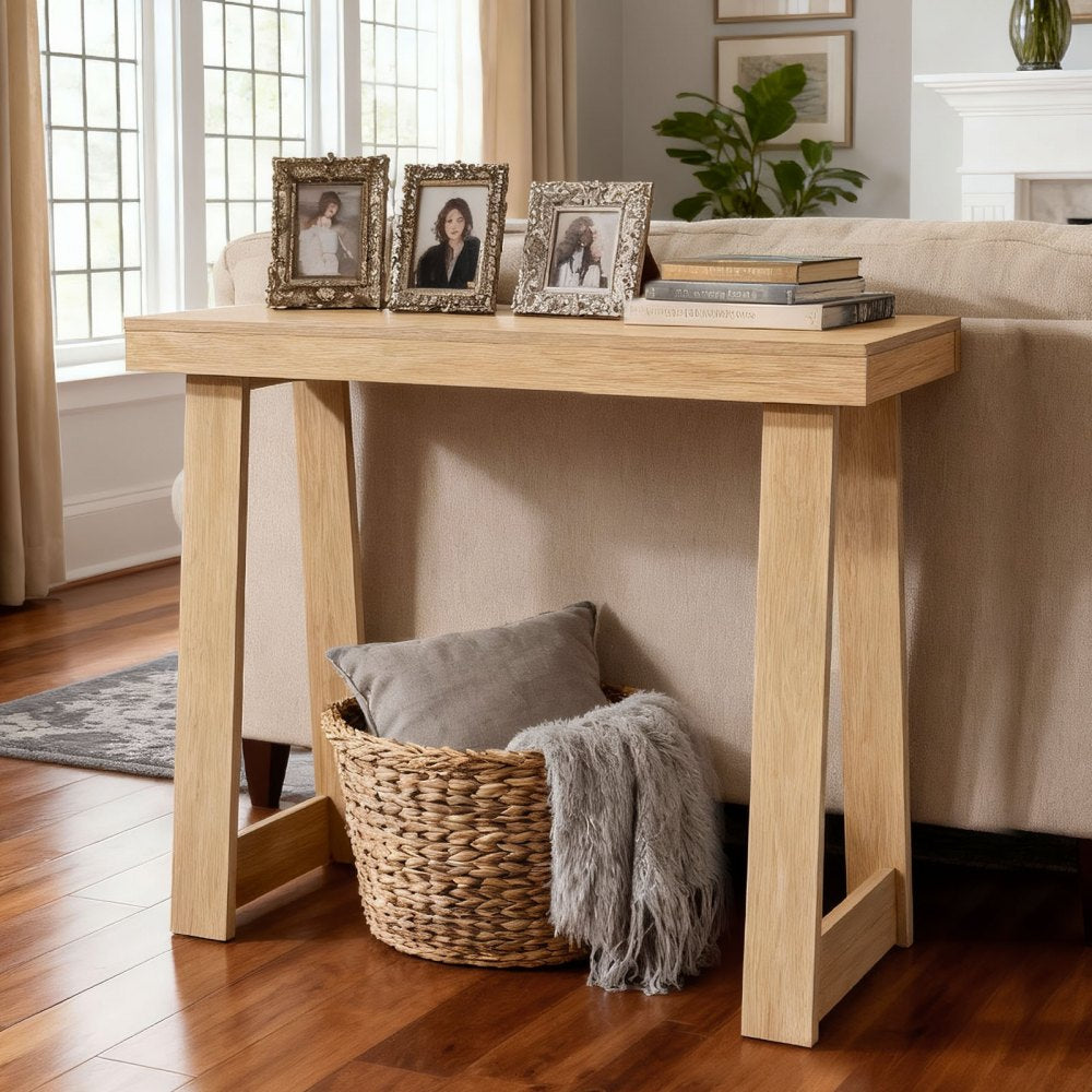 VEVOR 36 in Console Table, Modern Desk Behind the Couch, Wooden Rectangle Entrance Desk, Narrow Long Sofa Table Accent Stand, Ideal for Hallway, Bedroom, Living Room, Foyer, Easy Assembly, Burlywood