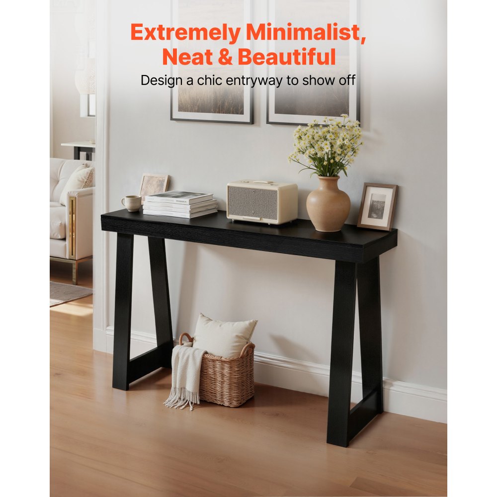 VEVOR 46 in Console Table, Modern Desk Behind the Couch, Wooden Rectangle Entrance Desk, Narrow Long Sofa Table Accent Stand for Hallway, Bedroom, Living Room, Foyer, Easy Assembly, Black