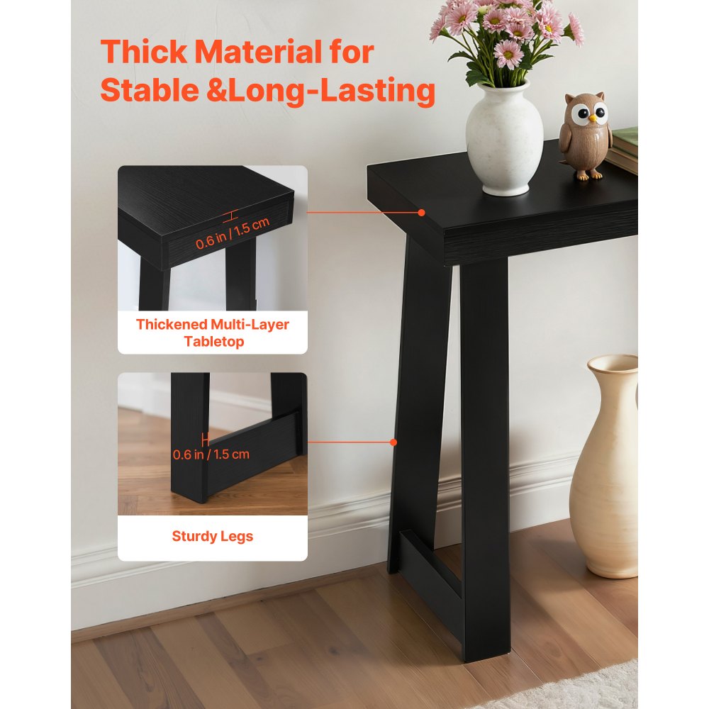 VEVOR 46 in Console Table, Modern Desk Behind the Couch, Wooden Rectangle Entrance Desk, Narrow Long Sofa Table Accent Stand for Hallway, Bedroom, Living Room, Foyer, Easy Assembly, Black
