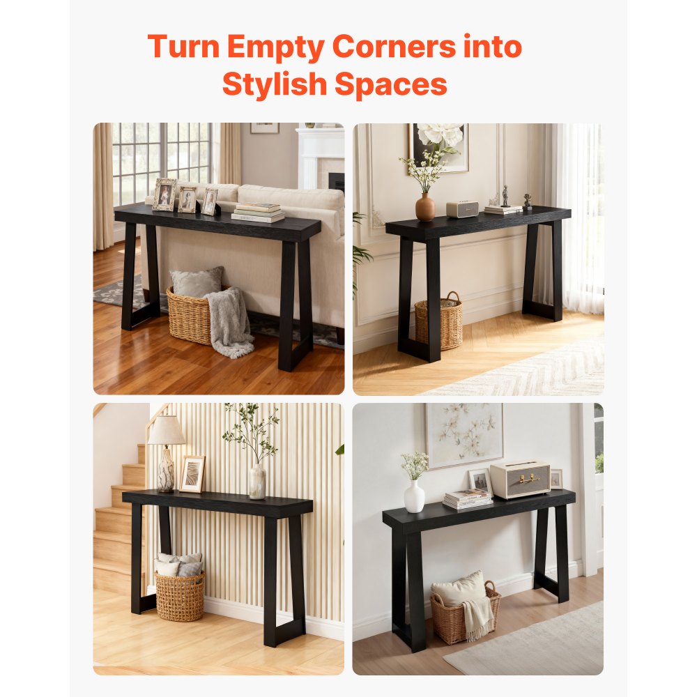 VEVOR 46 in Console Table, Modern Desk Behind the Couch, Wooden Rectangle Entrance Desk, Narrow Long Sofa Table Accent Stand for Hallway, Bedroom, Living Room, Foyer, Easy Assembly, Black
