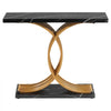 VEVOR 39 in Gold Console Table, Modern Desk Behind the Couch, Wood Rectangle Entrance Desk, Narrow Long Sofa Table Accent Stand with Metal Legs for Hallway, Bedroom, Living Room, Foyer, Easy Assembly