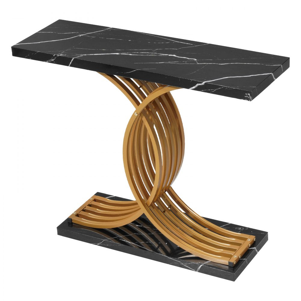 VEVOR 39 in Gold Console Table, Modern Desk Behind the Couch, Wood Rectangle Entrance Desk, Narrow Long Sofa Table Accent Stand with Metal Legs for Hallway, Bedroom, Living Room, Foyer, Easy Assembly