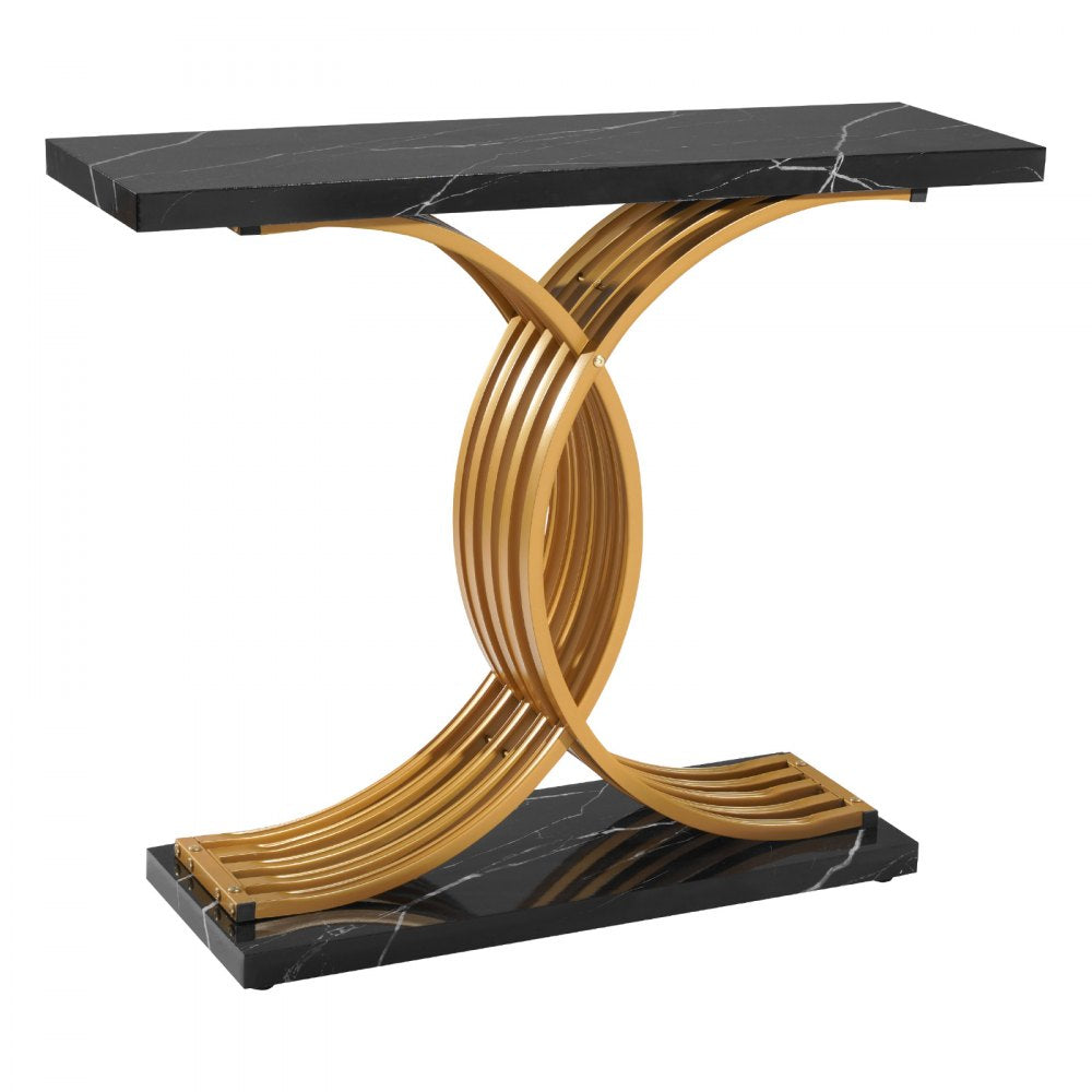 VEVOR 39 in Gold Console Table, Modern Desk Behind the Couch, Wood Rectangle Entrance Desk, Narrow Long Sofa Table Accent Stand with Metal Legs for Hallway, Bedroom, Living Room, Foyer, Easy Assembly