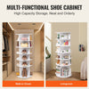 VEVOR 6 Tiers Rotating Shoe Rack Tower, 360°Spinning Shoe Display, Revolving Shoe Rack Storage Round Carousel, Lazy Susan Shoe Rack Organizer, Ideal for Bedroom, Living Room, Entryway, White