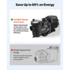 VEVOR Variable Speed Pool Pump, 1.5 HP, AC 220-240V, 132 GPM, In/Above Swimming Pool Pump with Filter Basket, Powerful Self Priming, Programmable Timer, for Inground and Above Ground Swimming Pool