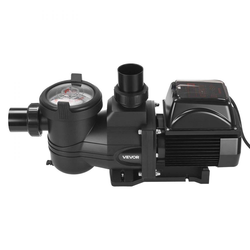 VEVOR Variable Speed Pool Pump, 1.5 HP, AC 220-240V, 132 GPM, In/Above Swimming Pool Pump with Filter Basket, Powerful Self Priming, Programmable Timer, for Inground and Above Ground Swimming Pool