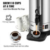 VEVOR Commercial Coffee Urn, 110 Cups Stainless Steel Large Coffee Dispenser, 1500W 110V Electric Coffee Maker Urn For Quick Brewing, Hot Water Urn with Detachable Power Cord for Easy Cleaning, Silver