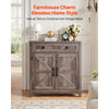 VEVOR Coffee Bar Cabinet, Farmhouse Coffee Bar Table with Drawer, Buffet Stand Cabinet with 2 Barn Doors, Sideboard Buffet Station for Living Room, Entryway, Kitchen, 29.5 x 14.7 x 31.5 in, Grey
