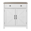 VEVOR Coffee Bar Cabinet, Farmhouse Coffee Bar Table with Drawer, Buffet Stand Cabinet with 2 Barn Door, Sideboard Buffet Station for Living Room, Entryway, Kitchen, 29.5 x 14.7 x 31.5 in, White