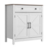 VEVOR Coffee Bar Cabinet, Farmhouse Coffee Bar Table with Drawer, Buffet Stand Cabinet with 2 Barn Door, Sideboard Buffet Station for Living Room, Entryway, Kitchen, 29.5 x 14.7 x 31.5 in, White