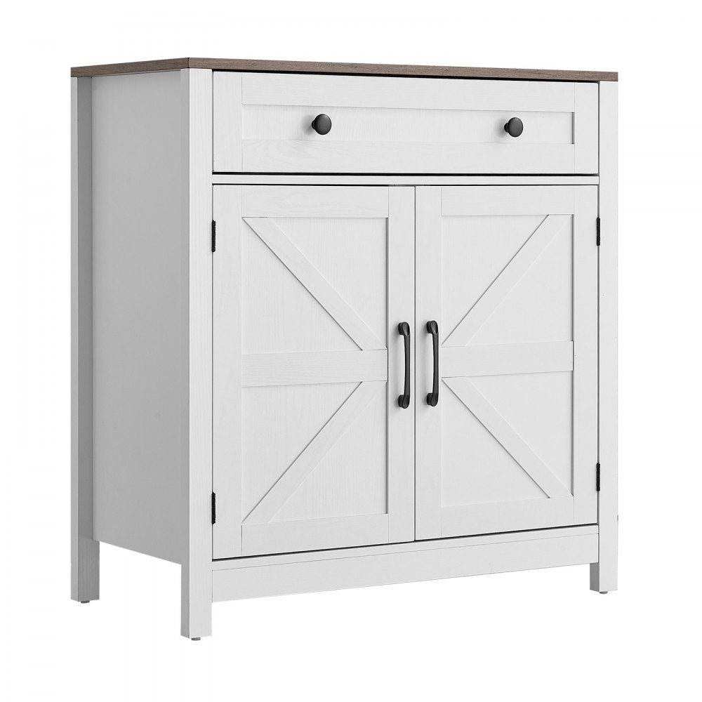 VEVOR Coffee Bar Cabinet, Farmhouse Coffee Bar Table with Drawer, Buffet Stand Cabinet with 2 Barn Door, Sideboard Buffet Station for Living Room, Entryway, Kitchen, 29.5 x 14.7 x 31.5 in, White