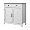 VEVOR Coffee Bar Cabinet, Farmhouse Coffee Bar Table with Drawer, Buffet Stand Cabinet with 2 Barn Door, Sideboard Buffet Station for Living Room, Entryway, Kitchen, 29.5 x 14.7 x 31.5 in, White