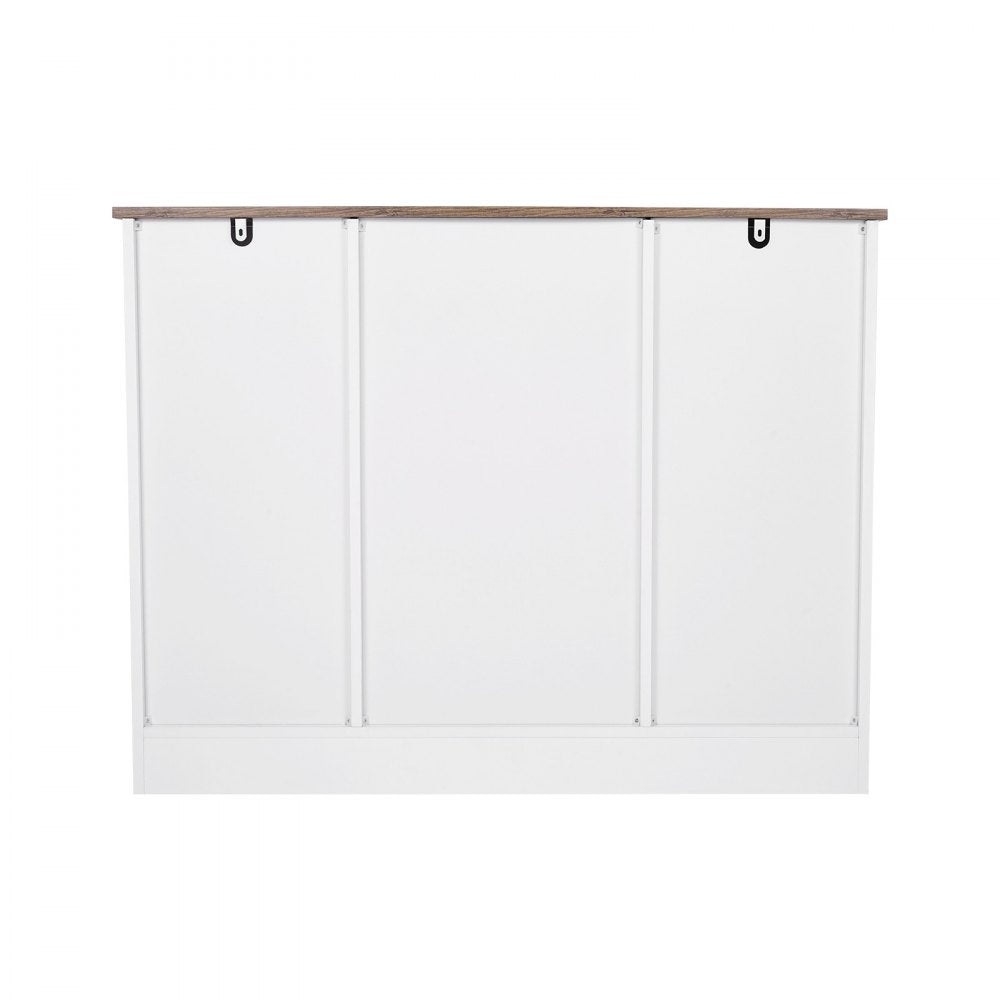VEVOR Coffee Bar Cabinet, 41.8 x 15.8 x 32.1 in Farmhouse Coffee Bar Cabinet with 3-Tier Storage, Coffee Bar Table with Barn Doors, Farmhouse Sideboard Buffet Cabinet for Living Room, Entryway