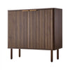 VEVOR Coffee Bar Cabinet, Mid Century Fluted Coffee Bar Table with 2-Tier Storage, Buffet Stand Cabinet with Barn Door, Sideboard Buffet Station for Living Room, Entryway, 31.5 x 14.7 x 31.5 in Walnut