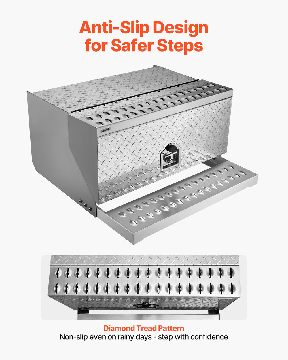 VEVOR semi-truck step tool box - anti-slip design for safer steps (diamond tread pattern)