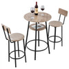 VEVOR Bar Table, 3PCS 23.5″ Bars Tables Set, Bar Tables and Chair Set with Rounded Corner Design, Round Pub Table with Two Stools for Office Desk, Breakfast Corner, Mini Bars, Light Gray, Black